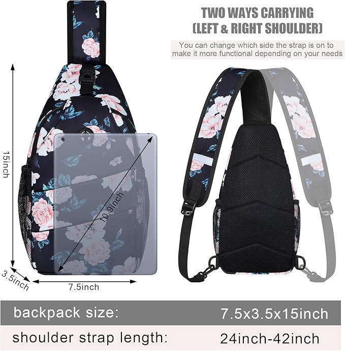 Pritent Crossbody Bags for Women Men Trendy Sling Bag Backpack Casual Chest Bag with Convertible Shoulder Strap