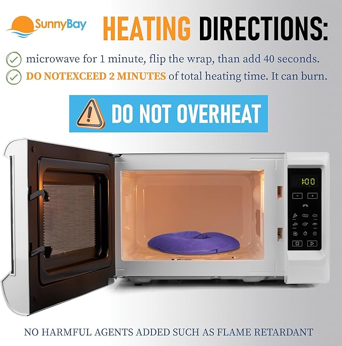 SunnyBay Microwave Heating Pad, Microwavable Heated Neck Pillow for Moist Hot Therapy, Aromatherapy Heated Neck and Shoulder Wrap with Flaxseed and Lavender Filling, 2.5 lbs, Purple