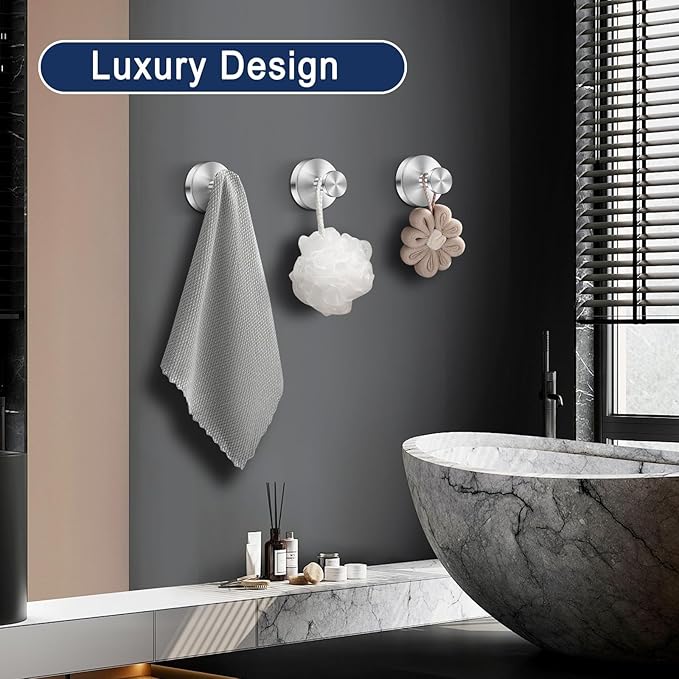 Suction Cup Hooks for Shower,No Drill Towel Hooks for Bathroom Wall, Kitchen, Glass, Mirror, Tile - Ideal for Hanging Towels, Robes, and Loofahs (Mirror-2pcs)