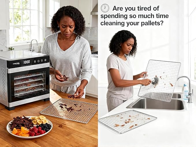 Silicone Food Dehydrator Sheets: 10-Pack - Reusable NonStick Silicone Liners for 12x13 inch Drying trays - Fit Cosori Magic Mill & Ivation - Jerky Herbs Fruit
