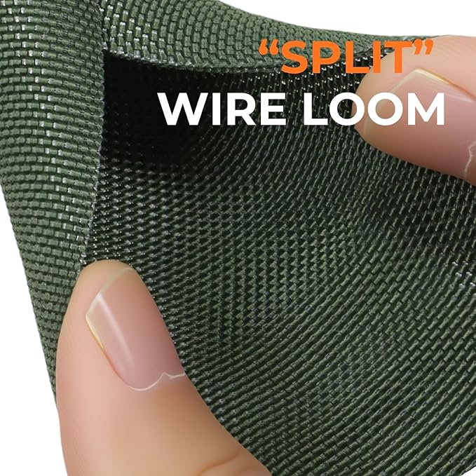 1 inch Split Braided Cable Management Sleeve for USB Cable Power Cord Audio Video Cable, Wire Loom Cord Protector from Cat Dog Chewing (Dark Green, 25FT)