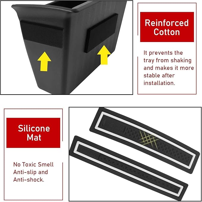TTCR-II for Ram 1500 Door Side Organizer Tray 2019 2020 2021 2022 2023 2024 2025 2026, for Ram 1500 Door Pocket Insert 4 Pcs with White-Lines Mats (Does not fit 2500 3500)