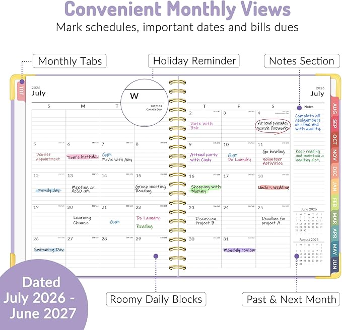 Forvencer Academic Planner 2026-2027, July 2026-June 2027 Weekly & Monthly Hardcover Calendar Planner, 8.5" X 11", Daily Agenda Book, School Office Notebook College Teacher Organizer A4, Tender Yellow