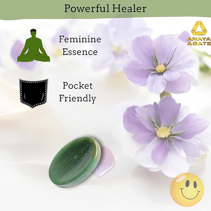 Green Jade Worry Stone – Natural Thumb Stone for Anxiety & Stress Relief – Healing Crystal for Meditation, Reiki, Positive Energy & Gift for Men and Women
