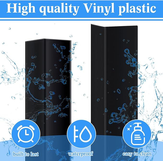Sasylvia 10 Pcs Wall Corner Protector Guards,1/4 x 36 Inches Avoid Scratching Scuffs, Black Vinyl Corner Trim Molding, Ease Install & Cleaning for Door Countertop Furniture Cabinet Protection