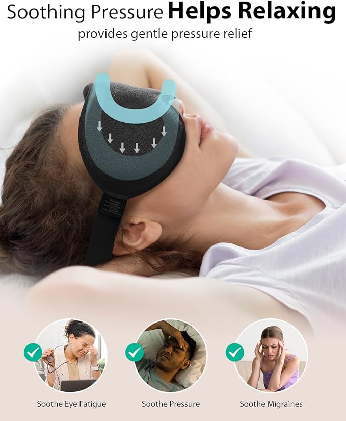 MABAO 2 Packs Weighted Sleep Mask - 100% Blackout Eye Mask for Sleeping for Women Men, 3D Contoured for Lash Extension, Zero Eye Pressure Memory Foam Cover, Soft Gentle Pressure Blindfold for Travel