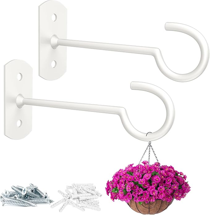 ASZUNE Plant Hook 6inch, Plant Hanger Shepherds Plant Bracket for Wall Hanging Wind Chimes Lanterns, Bird Feeder, Flower Basket, Home Decor Indoor & Outdoor 2 Pack