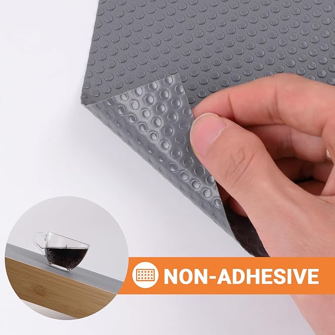 FLPMIX 24-Inch Wide Cabinet Shelf Liner: Waterproof Under Sink Mat Dark Grey 24 x 300 - Washable Easy to Cut Large Kitchen Drawer Liner for Pantry Cupboard