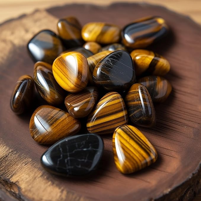 Polished Tigers Eye Crystals - 72 Pcs, 0.5" 10 oz Handpicked Natural Tumbled Gemstones Rocks, Pebbles for Reiki, Chakra, Healing Home Decor