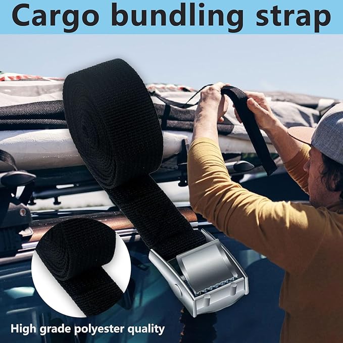 2 Sets 1"x 78"(6.5ft) Battery Tie Down Straps Kit with Stainless Steel Cam Buckle for Boats Battery Hold Down with Stainless Steel and SS Screws for Cooler,Battery Box,Fuel Tank,Luggage Belt,Cars