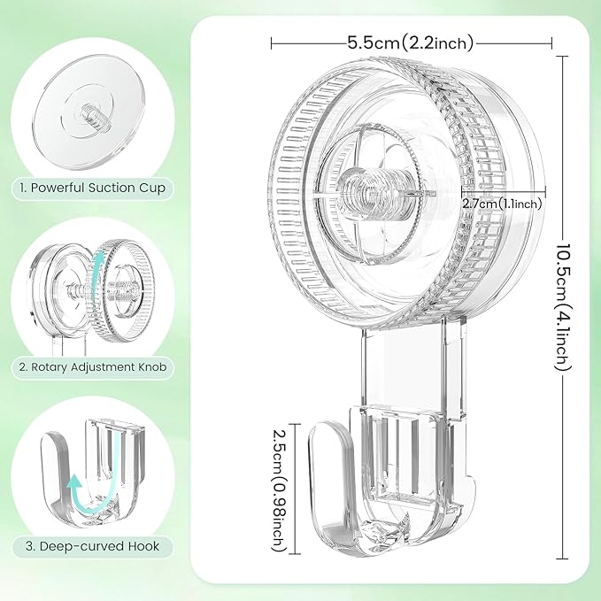 LUXEAR Suction Cup Hooks 6 Pack, Clear Suction Cup Hanger Waterproof Vacuum Damage-Free Suction Holder for Shower, Bathroom, Glass, Door, Windows, Kitchen Max Hanging up to 11 lbs on Smooth Surface