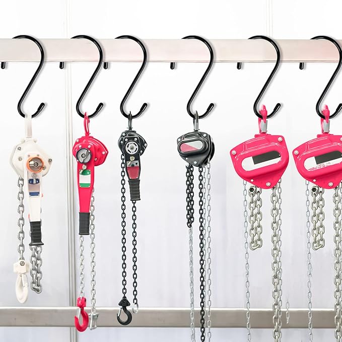 DINGEE 6 Inch 24 Pack Large S Hooks for Hanging Plants,Vinyl Coated Heavy Duty S Hooks for Hanging Non Slip S Hanger Hooks Steel Metal with Rubber Stopper Closet Hooks,Clothes,Jeans,Pot Pan Garden