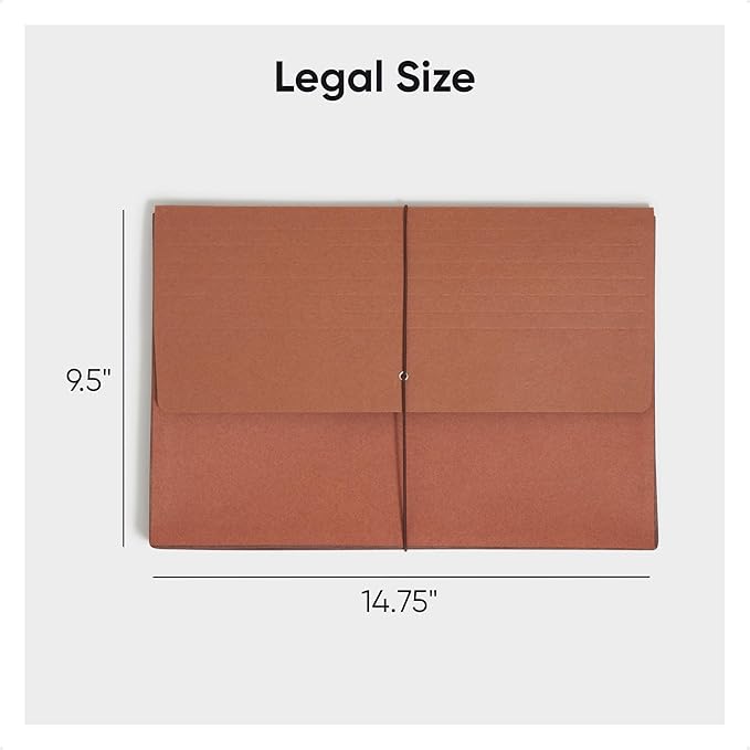 Smead Redrope Expanding File Wallet, Expanding File Organizer, Accordion Folder for Documents, Flap/Cord Closure, 5-1/4" Expansion, Tear-Resistant, Legal Size, 10 per Box (71111)