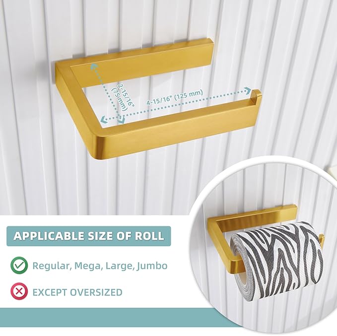 Angle Simple Toilet Paper Holder, SUS304 Stainless Steel Bathroom Toilet Tissue Roll Holder for Wall, Brushed Dark Gold