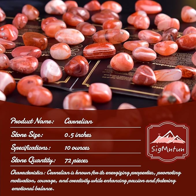 Polished Carnelian Crystal Stone Set - 72 Pcs, 0.5" 10 oz Handpicked Tumbled Gemstones Rocks Quartz, Pebbles for Reiki, Chakra, Healing, Home Decor, 0.5" - 10 oz Mahogany Obsidian