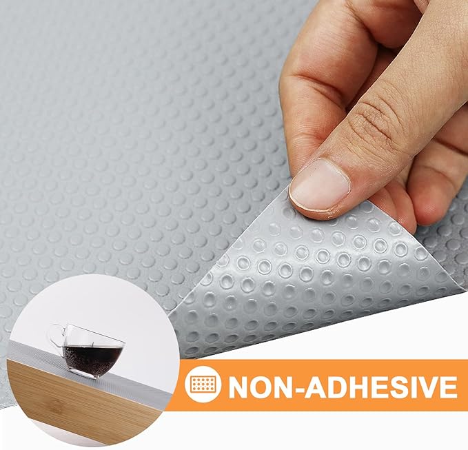 FLPMIX Shelf Liner Light Gray: Waterproof Kitchens Drawer Mat 15 X 240 Inch - Easy to Cut Pantry Cabinets Liners for Cupboard