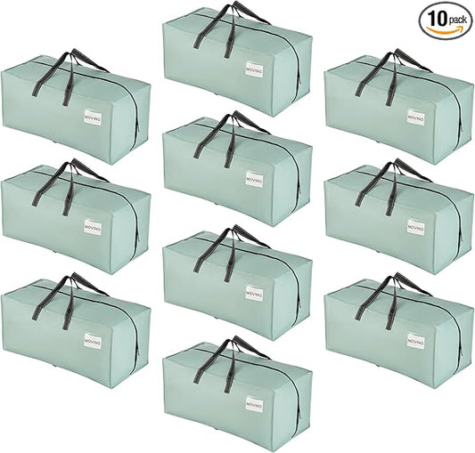 VENO 10 Pack Heavy Duty Moving Bags with Backpack Straps, Zippers & Handles, Extra Large Packing Bags for College Dorm Essentials, Moving Supplies Alternative to Cardboard Moving Boxes