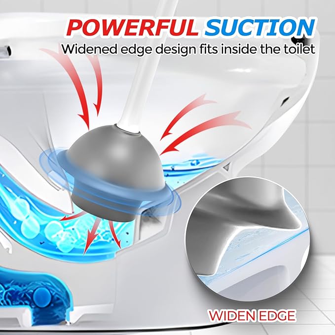 FORASTO Toilet Plunger with Holder,Plungers for Bathroom with Holder,Heavy Duty Plunger with Cover,Bathroom Decor，Bathroom Accessories，Toilet Bowl Cleaners,Pearl White