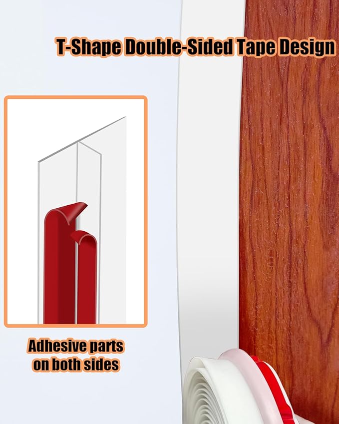 Orghtin White T-Shaped Silicone Seal Strip, 10FT x 1.37IN Weather Stripping Door Seal Strip, Windproof & Soundproof Door Draft Stopper