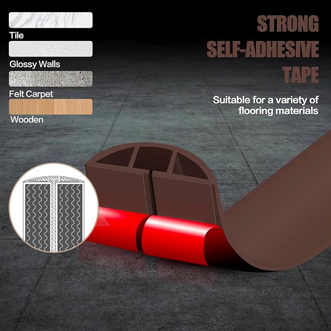 Floor Cord Cover Self Adhesive Cord Hider,3.3FT Cable Management, Extension Strip Protector for Wires, Prevent Cable Trips for Offices, Gyms, Exhibitions Cavity:0.47"(W) x 0.35"(H) Coffee