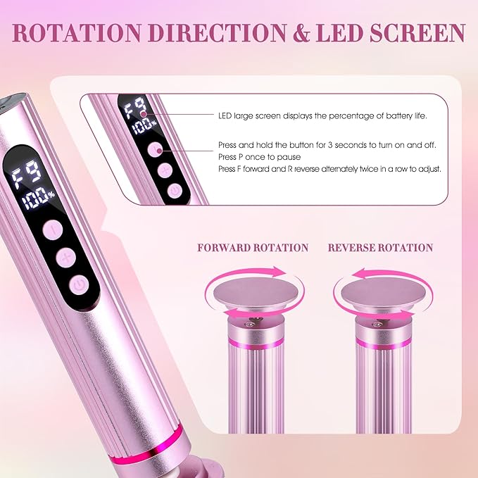 Electric Foot Callus Remover, 2 in 1 Callus Remover for Feet, 9 Adjustable Speeds with Sandpaper Disk and Nail Drill Bits, Digital Display, Rechargeable Pedicure Tools for Dead Skin(Pink)