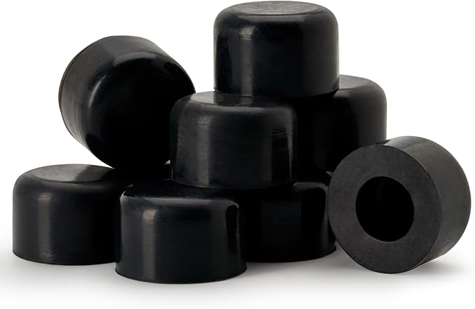 Premium Rubber Door Stop Stud Replacement Tips – Doorstopper Bumpers, Springe Hinge End Caps for Wall & Floor Protection – Universal Size (Black)