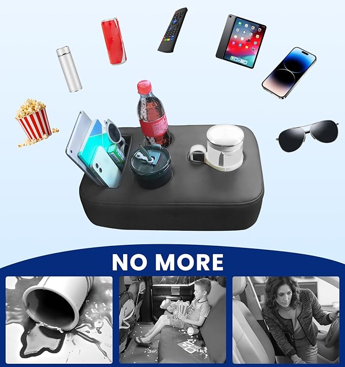 Sinvanho Car Cup Holder, Back Seat Cup Holder for Car, PU Leather Couch Sofa Bed Cup Holder Expander Tray, Boat Tray, Organizer for Trucks, Minivans, SUVs, RVs, Vehicles, Holds Drinks, Remote, Snacks