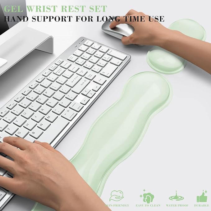 ABRONDA Gel Wrist Rest for Keyboard and Mouse, Wrist Rest for Keyboard, Mouse Wrist Support, Pain Relief, Cool Touch, Non-Skid, Mouse Wrist pad