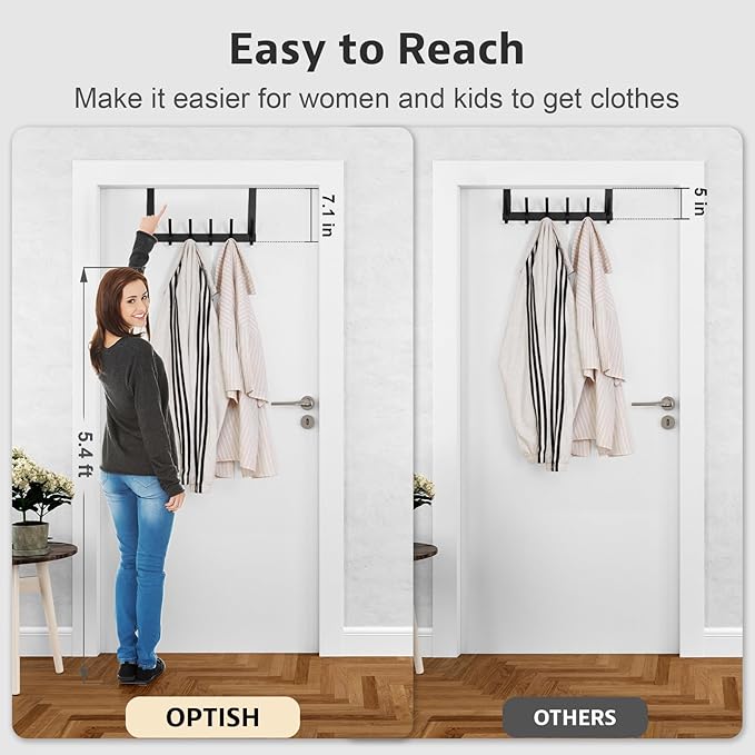 Over The Door Hooks, Door Hanger Hooks for Hanging, Over The Door Towel Racks for Bathroom, Coat Rack Door Towel Hanger Towel Hooks (2Pack, Black)