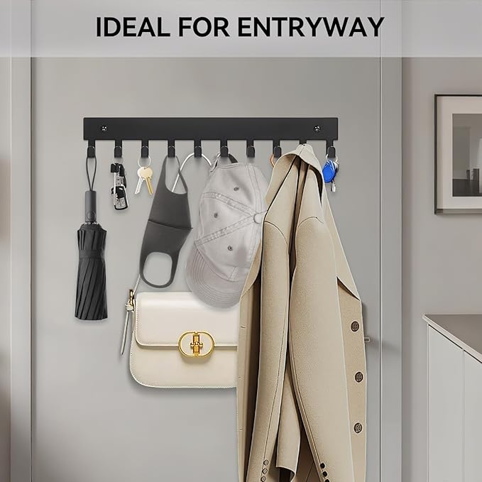 Magnetic Key Holder for Fridge, Heavy Duty Strong Magnetic Key Hanger with 10 Hooks for Refrigerator, Magnetic Key Holder Wall Mount for Metal Surface in Entryway, Garage, Pantry, Washing Machine