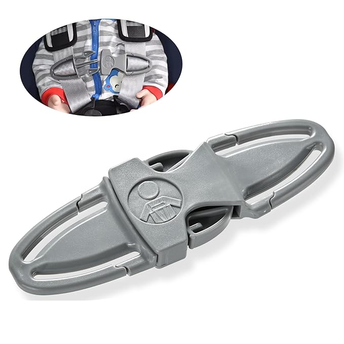 Child Car Seat Chest Harness Clip Universal Replacement for Kids, Toddler, Stroller 1 Piece, Grey,Oval (6.89 X 3.98 X 0.87 inches)