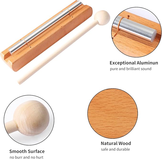 Energy Chimes Percussion Hand Bells: Solo Tone Chime Music Instrument with Mallet for Yoga Meditation Sound Healing Teachers' Classroom Tools