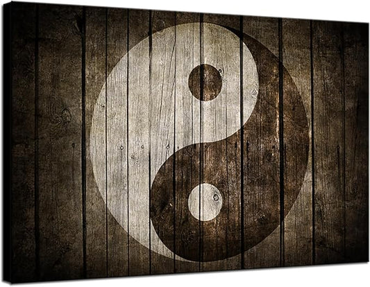 iHAPPYWALL Vintage Yin Yang Symbol Canvas Wall Art Black and White Spiritual Peace Tao Gossip Chinese Religion Zen Giclee Canvas Print for Living Room 24"x36"