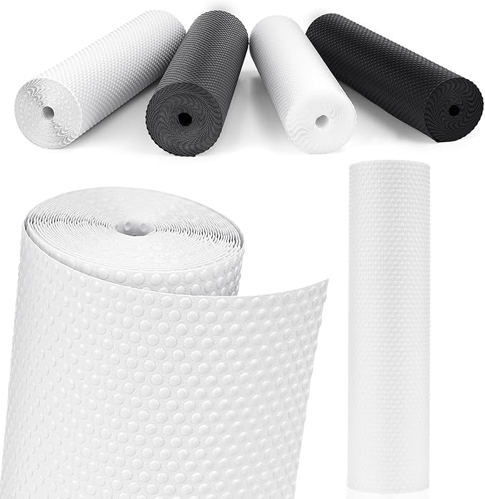 MooiFun Drawer Liners, Waterproof Shelf Liner, Anti-Slip Non-Adhesive BPA Free Kitchen Cupboard Cabinet Liner Refrigerator Fridge Mats Sink Protector Strong Durable for Home (White/11.8in x 20Ft)