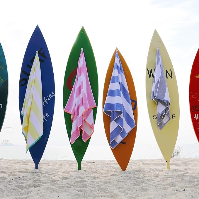 HENBAY Cotton Oversized Beach Towel - Large 70 x 35 Inch Pool Towel, Orange Striped Quick Dry Swimming Cabana Towel