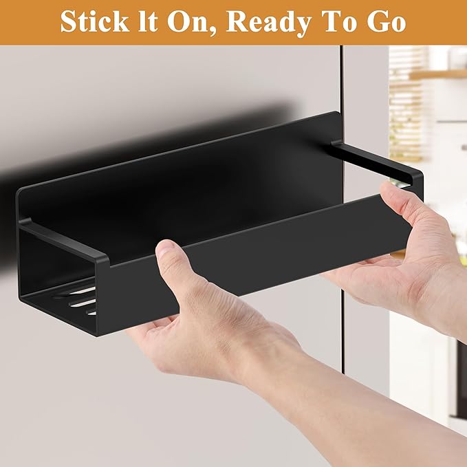 6 Pack Magnetic Spice Rack Organizer for Refrigerator and Oven, Matte Black Fridge Organizers and Storage for Kitchen