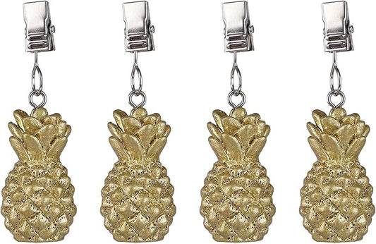 TwoFish Home Set of 4 Golden Pineapple Resin Tablecloth Clamps Golden Pineapple Handicraft Tablecloth Clips Pack of 4