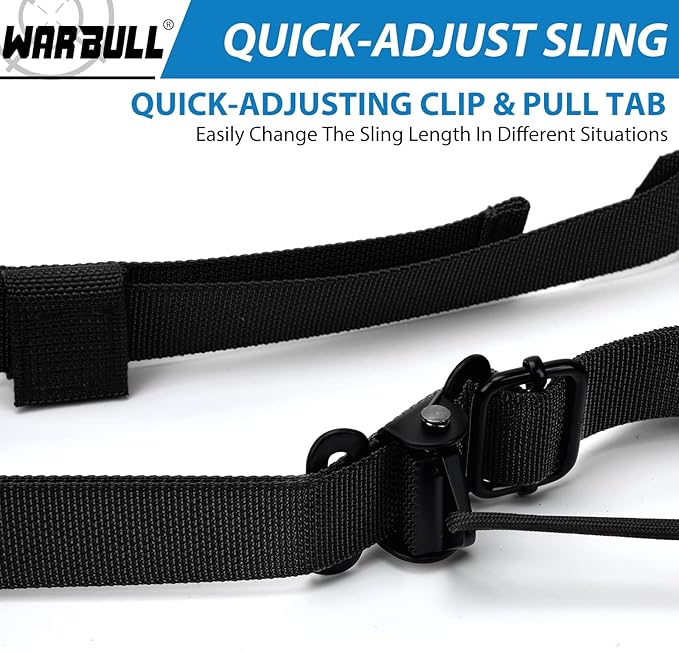 WarBull 2 Point Rifle Sling, Quick Adjust Gun Sling with HK Hook, Soft Shoulder Pad Traditional Sling for Rifle Shotgun Camera Crossbow Hunting Shooting and Outdoor Sports with Keychain Gift