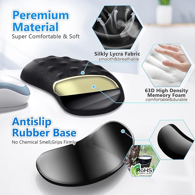 Gimars Mouse Wrist Rest, Pop It Fidget Wrist Support for Mouse - Pressure Relief, Ergonomic Memory Foam Mouse Wrist Pad with Massage Nodes for Computer, Laptop, Office Work, PC Gaming - Wrist Pain Relief