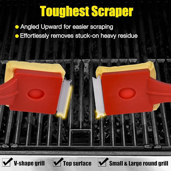 Grill Brush Bristle Free,Steam Cleaning Grill Brush,Pumice BBQ Grill Cleaner,Replaceable Head Barbecue Grill Cleaning Brush,with BBQ Cleaning Pad(1pcs) and Grill Stone Cleaning Block(2pcs)