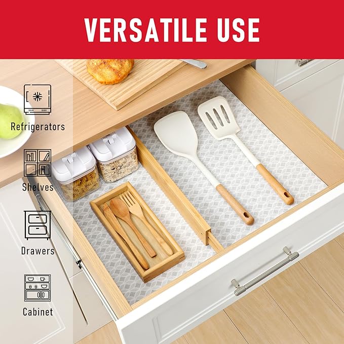 Cooyes French Door Refrigerator Liners 17.7" x 36", Absorbent Strong Grip Fridge Mats Machine Washable, Non-Adhesive Refrigerator Shelf Liner for Fridge Bins & Kitchen Cabinets