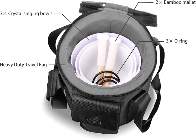 FMTY 7inch 8inch 9inch Crystal singing bowl set sound bowl for healing Mindfulness, Meditation, Yoga, Spiritual and Body Healing Chakra Bowl (C+A+F)