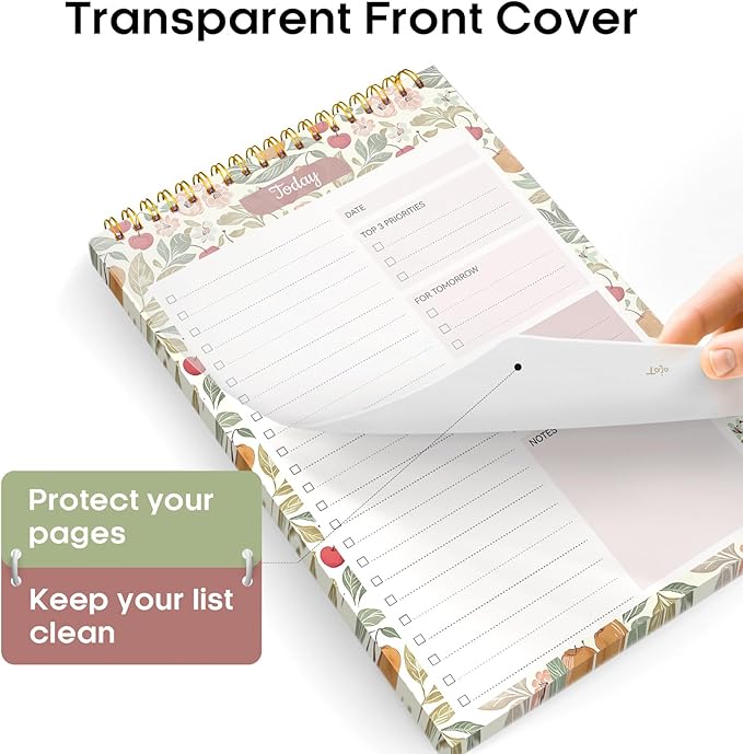 Taja To Do List Notepad - To Do List Notebook for Work with 52 Sheets, Undated Daily Planner Perfect for Daily Tasks and Goal Setting, Notepad Suitable for Office, Home & School - Cherry Orchard