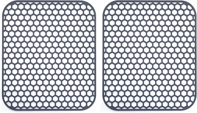2 Pack 13.7"x 11.7" Silicone Kitchen Sink Protector Mat - Kitchen Grid Accessory, Non-Slip Heat Resistant Sink Grid Dry Mat for Bottom of Porcelain Stainless Steel, Dishwasher Safe