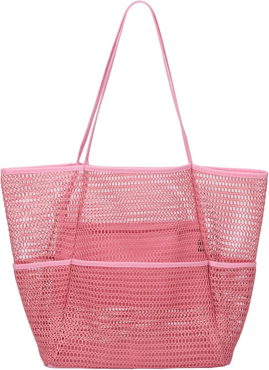 Tainehs Beach Mesh Tote Bag for Women, Large Travel & Pool Bag, Lightweight Vacation Cruise Tote (Inside Out – Flip to Use)