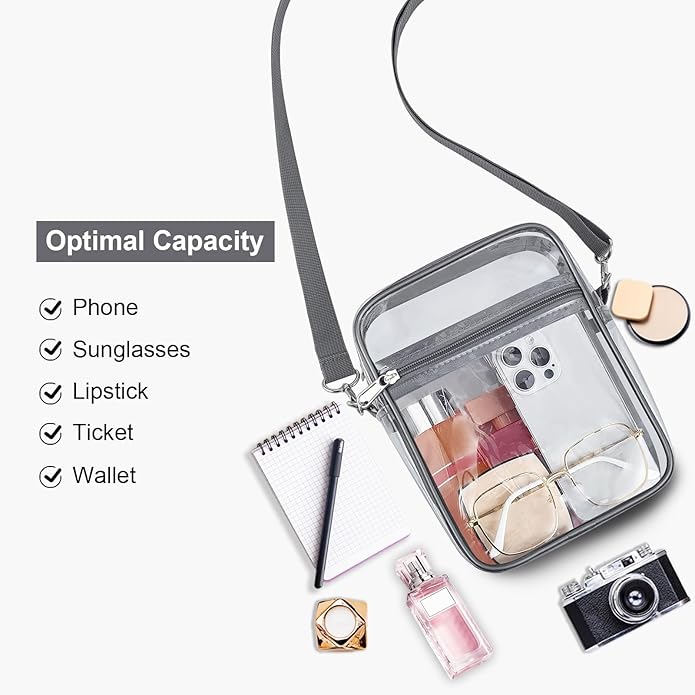 USPECLARE Clear Purse Stadium Transparent Messenger Bag Stadium Approved for Men and Women Clear CrossBody Bag
