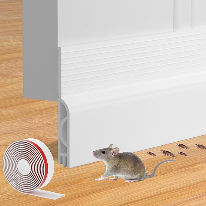 Door Draft Stopper for Bottom of Door, Adjustable Weather Stripping Door Seal for Cold Insulation, Under Door Sweep for Exterior & Interior Doors, Door Bottom Seal Blocker Noise (78inch, White)