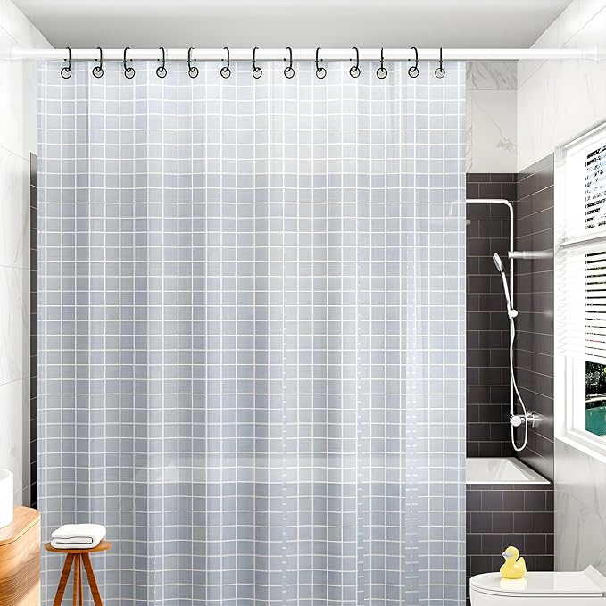 2 Pack White Tension Curtain Rod 42-73 Inch Shower Rod 7/8" Shower Curtain Rod Adjustable Spring Curtain Rods No Drilling Spring Rod Shower Curtain Tension Rod for Bathroom Windows Doorways
