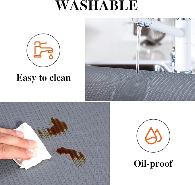 Shelf Liners for Kitchen Cabinets, 22Inch x 20Ft, Non Adhesive Shelf Liner, Non-Slip Kitchen Drawer Liners, Waterproof Durable Cabinet Liners for Shelves, Refrigerator, Pantry, Dark Gray