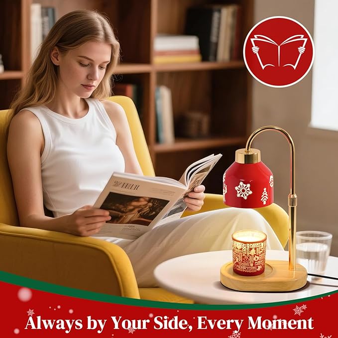 Seniny Christmas Candle Warmer Lamp with Timer, Adjustable Height Dimmable Lamp Candle Warmer for Jar Candles, Electric Warming Light, Home Decor Flameless Wax Melter Lamps, Birthday Gifts for Women